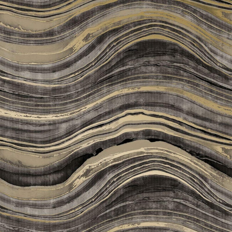 Tempaper Black & Metallic Gold Travertine Stone Removable Peel and Stick Marble Wallpaper, 20.5 in X 16.5 ft, Made in The USA - Image 1